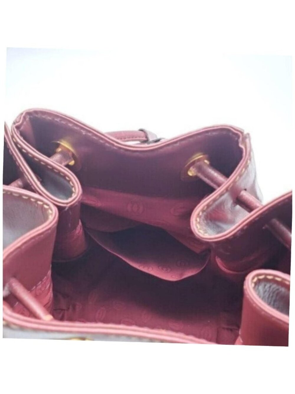 Authentic Cartier Burgundy Leather Bucket Bag Drawstring Crossbody - Picture 12 of 16